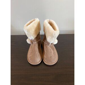 US Sports Unisex Size 12 Brown Winter Boots Pom Poms Faux Fur Lined